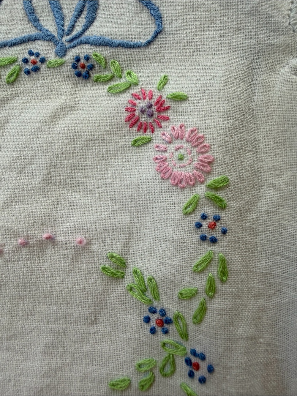Vintage linen + cotton hand embroidered top - Picture 7 of 14